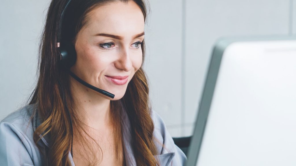 Female administrator on a headset